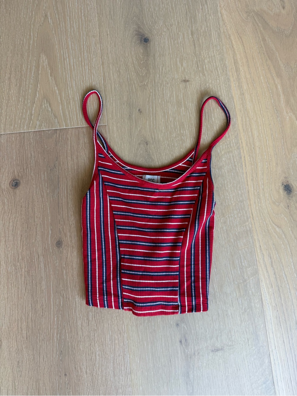 BDG Red Striped Ribbed Crop Tank